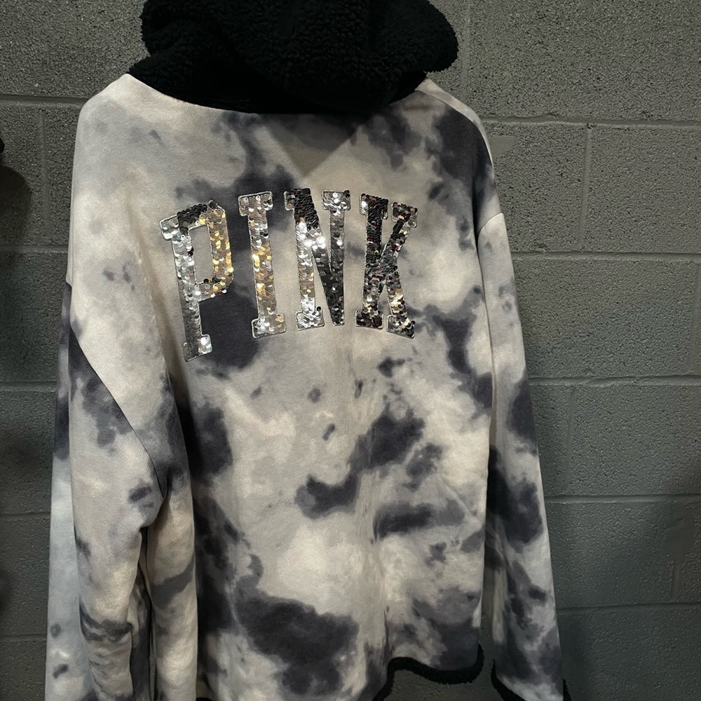 PINK Victoria's Secret Black and White Tie-Dye Jacket - Picture 2 of 5